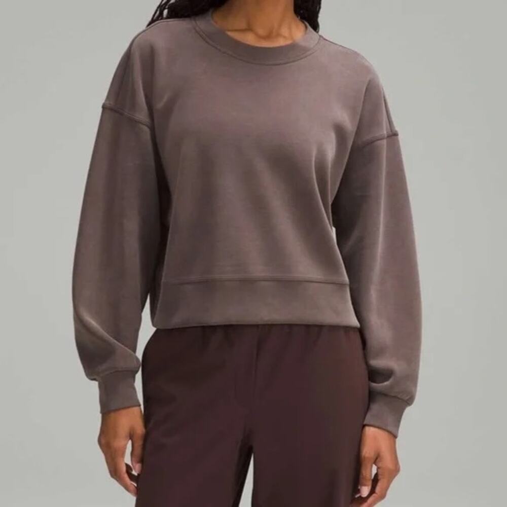 Lululemon Softstreme Perfectly Oversized Cropped Crewneck Sweatshirt Espresso 8